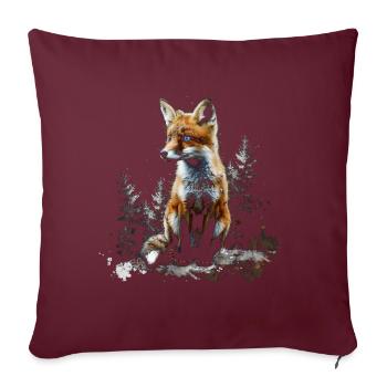 Drôle Renard Renard Art Animal Nature Animaux Animaux Sauvages - Housse de coussin décorative 45 x 45 cm - bordeaux - Devant