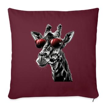 Girafe motif animal amoureux des animaux safari - Housse de coussin décorative 45 x 45 cm - bordeaux - Devant