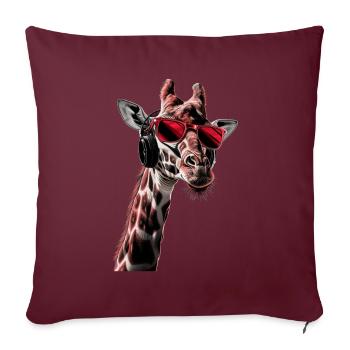 Girafe motif animal animal amoureux des écouteurs Art - Housse de coussin décorative 45 x 45 cm - bordeaux - Devant