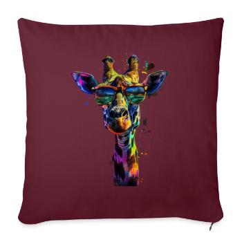 Girafe motif animal amoureux des animaux safari - Housse de coussin décorative 45 x 45 cm - bordeaux - Devant