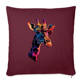 Girafe motif animal amoureux des animaux safari - Housse de coussin décorative 45 x 45 cm - bordeaux - Devant