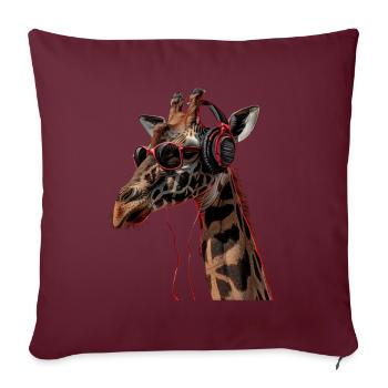 Girafe motif animal animal amoureux des écouteurs Art - Housse de coussin décorative 45 x 45 cm - bordeaux - Devant