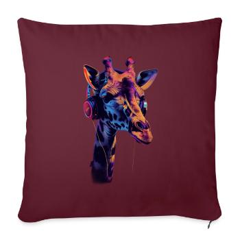 Girafe motif animal animal amoureux des écouteurs Art - Housse de coussin décorative 45 x 45 cm - bordeaux - Devant