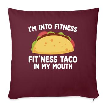Fitness Taco In My Mouth T-shirt - Housse de coussin décorative 45 x 45 cm - bordeaux - Devant