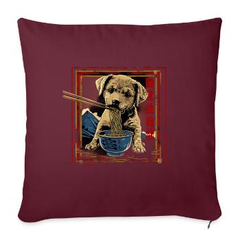 Motif Chien Manga Ramen Nouille Chien Anime Art - Housse de coussin décorative 45 x 45 cm - bordeaux - Devant