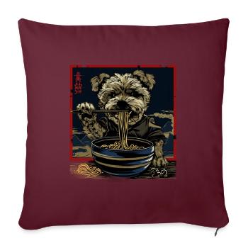 Motif Chien Manga Ramen Nouille Chien Anime Art - Housse de coussin décorative 45 x 45 cm - bordeaux - Devant
