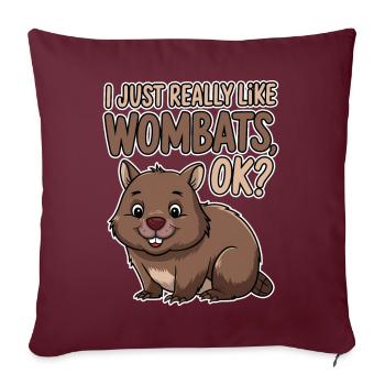 Wombat Disant Australie Drôle Wombats Cadeau - Housse de coussin décorative 45 x 45 cm - bordeaux - Devant