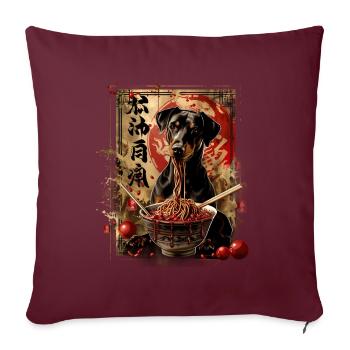 Motif Chien Manga Ramen Nouille Chien Anime Art - Housse de coussin décorative 45 x 45 cm - bordeaux - Devant