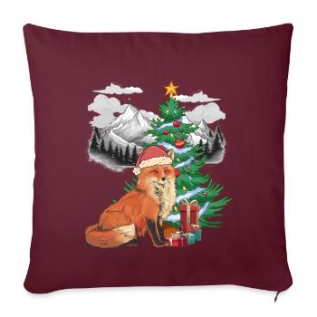 Noël Noël Animaux de la forêt Renard Enfants - Housse de coussin décorative 45 x 45 cm - bordeaux - Devant
