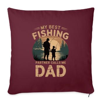 Mon meilleur partenaire de pêche m’appelle papa - Housse de coussin décorative 45 x 45 cm - bordeaux - Devant