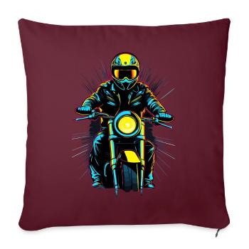 Moto néon - Housse de coussin décorative 45 x 45 cm - bordeaux - Devant