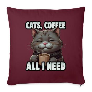Drôle Chat Art Chat Propriétaire Chats Café - Housse de coussin décorative 45 x 45 cm - bordeaux - Devant