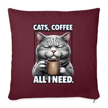 Drôle Chat Art Chat Propriétaire Chats Café - Housse de coussin décorative 45 x 45 cm - bordeaux - Devant