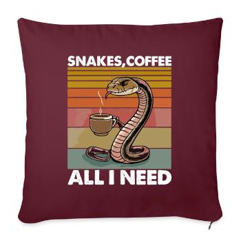 Drôle Snake Art Serpent Café Reptiles - Housse de coussin décorative 45 x 45 cm - bordeaux - Devant