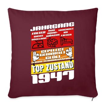 78 ans millésime 1947 anniversaire - Housse de coussin décorative 45 x 45 cm - bordeaux - Devant