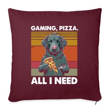 Funny Dog Gaming Pizza Gamer Gamer Gaming - Sofa pillowcase 17,3'' x 17,3'' (45 x 45 cm) - burgundy - Front