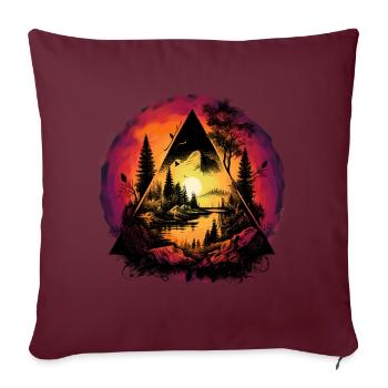 mystique nature forêt nature amoureux de la nature coucher de soleil - Housse de coussin décorative 45 x 45 cm - bordeaux - Devant
