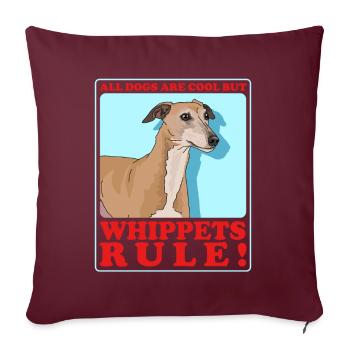 Whippet Petit lévrier anglais Cadeau - Housse de coussin décorative 45 x 45 cm - bordeaux - Devant