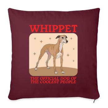 Whippet Lévrier anglais Cadeau - Housse de coussin décorative 45 x 45 cm - bordeaux - Devant
