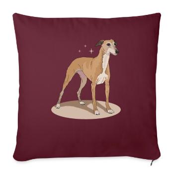 Whippet Cadeaux de lévrier anglais - Housse de coussin décorative 45 x 45 cm - bordeaux - Devant