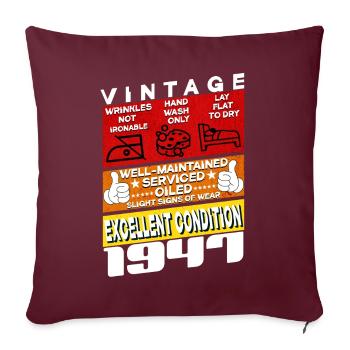 78 ans Millésime 1947 femmes & hommes Anniversaire - Housse de coussin décorative 45 x 45 cm - bordeaux - Devant
