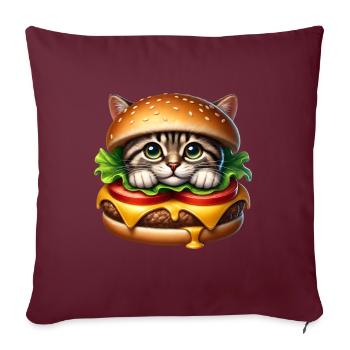 Cat Fast Food Burger Cats Hamburger Cat Lover - Sofa pillowcase 17,3'' x 17,3'' (45 x 45 cm) - burgundy - Front