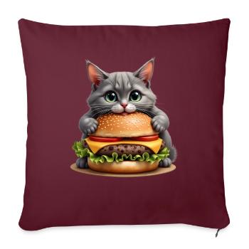 Cat Fast Food Burger Cats Hamburger Cat Lover - Sofa pillowcase 17,3'' x 17,3'' (45 x 45 cm) - burgundy - Front