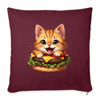 Cat Fast Food Burger Cats Hamburger Cat Lover - Sofa pillowcase 17,3'' x 17,3'' (45 x 45 cm) - burgundy - Front