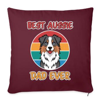 Berger australien papa drôle Aussie cadeau - Housse de coussin décorative 45 x 45 cm - bordeaux - Devant