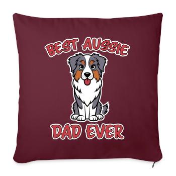 Berger australien papa drôle Aussie cadeau - Housse de coussin décorative 45 x 45 cm - bordeaux - Devant