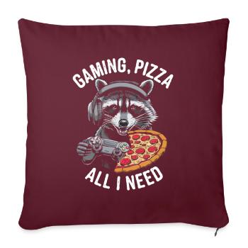 Funny Raccoon Gaming Pizza Gamer Gamer Gaming - Sofa pillowcase 17,3'' x 17,3'' (45 x 45 cm) - burgundy - Front
