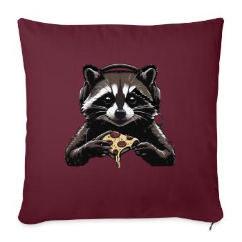 Funny Raccoon Gaming Pizza Gamer Gamer Gaming - Sofa pillowcase 17,3'' x 17,3'' (45 x 45 cm) - burgundy - Front