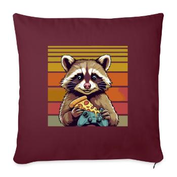 Funny Raccoon Gaming Pizza Gamer Gamer Gaming - Sofa pillowcase 17,3'' x 17,3'' (45 x 45 cm) - burgundy - Front