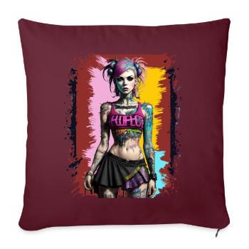 Jolie fille punk - Housse de coussin décorative 45 x 45 cm - bordeaux - Devant