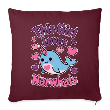 Narval Dire Narvals Drôle Narval Cadeau - Housse de coussin décorative 45 x 45 cm - bordeaux - Devant
