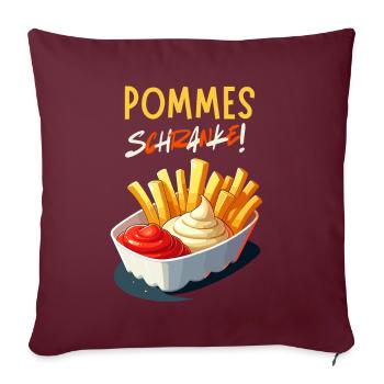 Pommes Schranke Ruhrgebiet Imbiss Wochenende Party - Sofakissenbezug 45 x 45 cm - Burgunderrot - Vorne