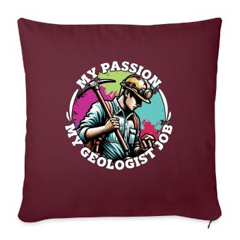 Géologue Ma passion Mon collectionneur de minéraux Géologie - Housse de coussin décorative 45 x 45 cm - bordeaux - Devant