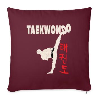 Techniques de maîtrise du taekwondo et coups de pied d’arts martiaux - Housse de coussin décorative 45 x 45 cm - bordeaux - Devant