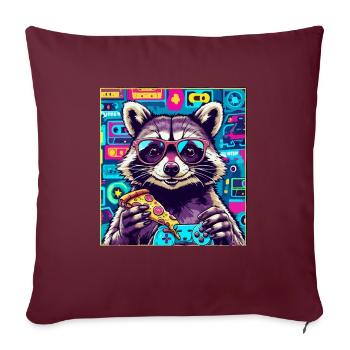 Funny Raccoon Gaming Pizza Gamer Gamer Gaming - Sofa pillowcase 17,3'' x 17,3'' (45 x 45 cm) - burgundy - Front