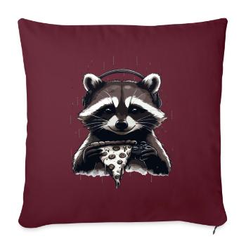 Funny Raccoon Gaming Pizza Gamer Gamer Gaming - Sofa pillowcase 17,3'' x 17,3'' (45 x 45 cm) - burgundy - Front