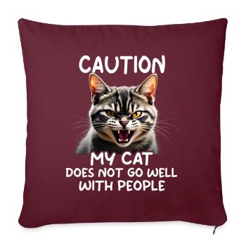 Drôle de chat Chat Propriétaire Chat de compagnie - Housse de coussin décorative 45 x 45 cm - bordeaux - Devant