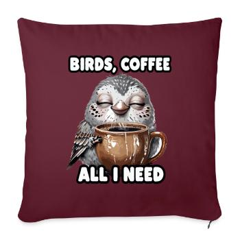 Funny Bird Coffee Zoo Retro Coffee All I Need - Sofa pillowcase 17,3'' x 17,3'' (45 x 45 cm) - burgundy - Front