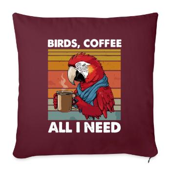 Funny Bird Coffee Zoo Retro Coffee All I Need - Sofa pillowcase 17,3'' x 17,3'' (45 x 45 cm) - burgundy - Front