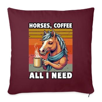 Funny Horse Art Horse Owner Horses Coffee - Sofa pillowcase 17,3'' x 17,3'' (45 x 45 cm) - burgundy - Front
