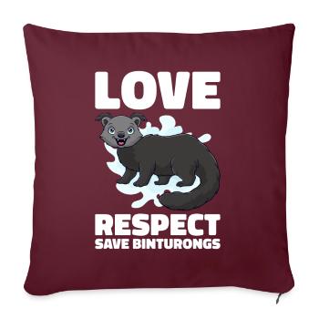 Binturong raton laveur ours rampant chat rampant - Housse de coussin décorative 45 x 45 cm - bordeaux - Devant
