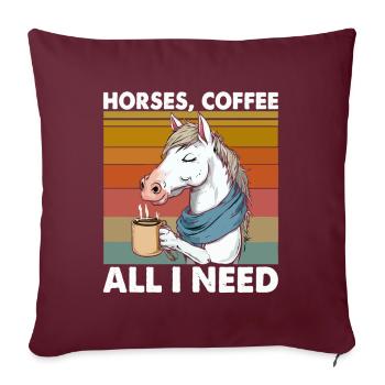 Funny Horse Art Horse Owner Horses Coffee - Sofa pillowcase 17,3'' x 17,3'' (45 x 45 cm) - burgundy - Front