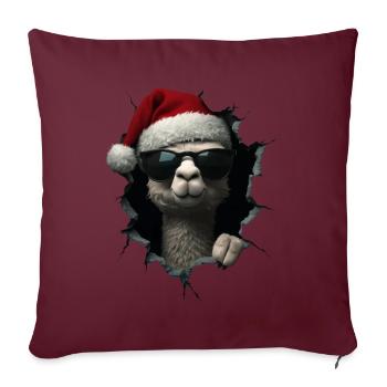 Alpaga éleveur Lama Noël Alpaga - Housse de coussin décorative 45 x 45 cm - bordeaux - Devant