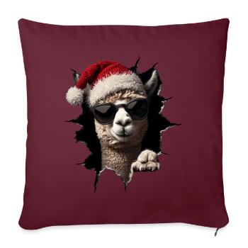 Alpaga éleveur Lama Noël Alpaga - Housse de coussin décorative 45 x 45 cm - bordeaux - Devant