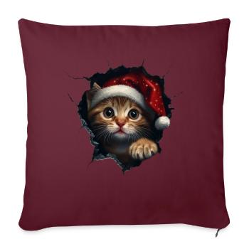 Chat Propriétaire Chats Noël Noël Chat - Housse de coussin décorative 45 x 45 cm - bordeaux - Devant