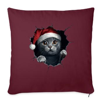 Chat Propriétaire Chats Noël Noël Chat - Housse de coussin décorative 45 x 45 cm - bordeaux - Devant